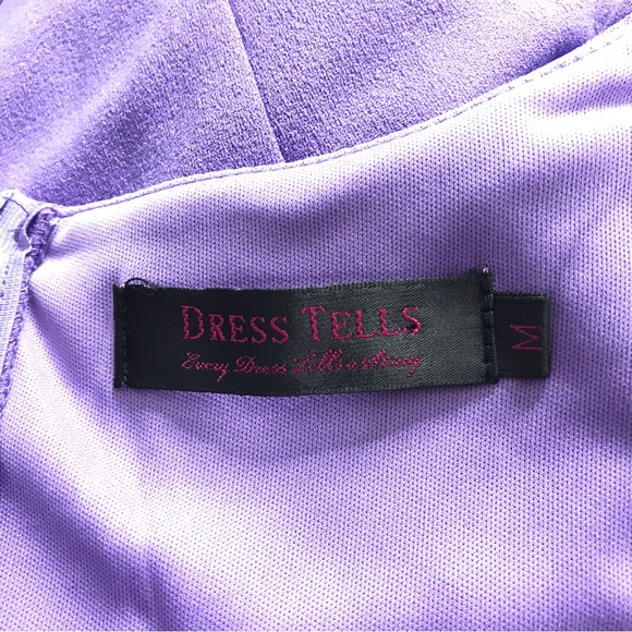 Dress Tells High-Low Swing Dress Empire Waist Ruffled Sleeve Size M Purple New - Picture 5 of 7